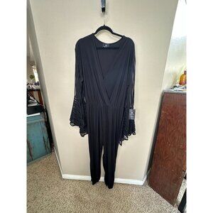 NWT Rene Tyler Womens‎ black Pantsuit 2x long sleeve pants polyester bell sleeve